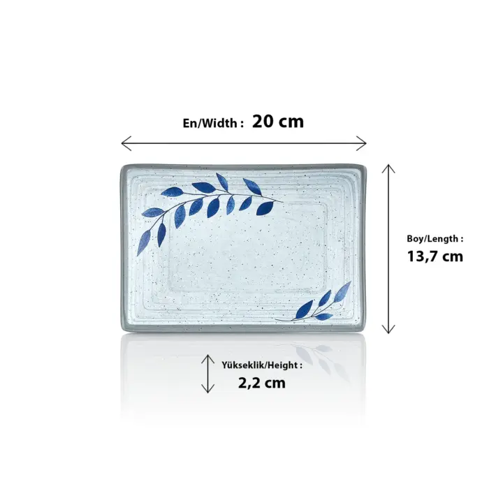 Selva Blu 6'lı Dikdörtgen Tabak Seti, 20x13,7 cm - h.2,2 cm , Thermoset Melamin - Görsel 2