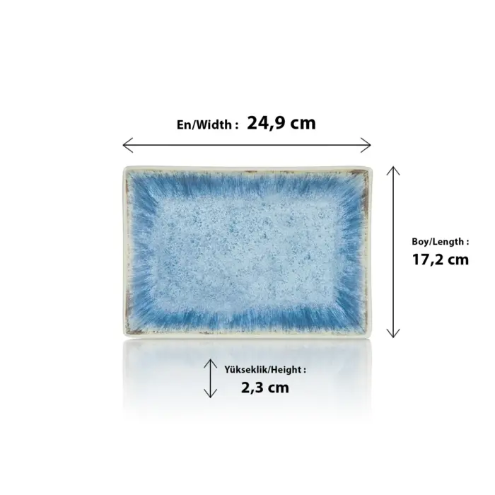 Blue Iris 3'lü Dikdörtgen Tabak Seti, 24,9x17,2 cm - h.2,3 cm , Thermoset Melamin - Görsel 2