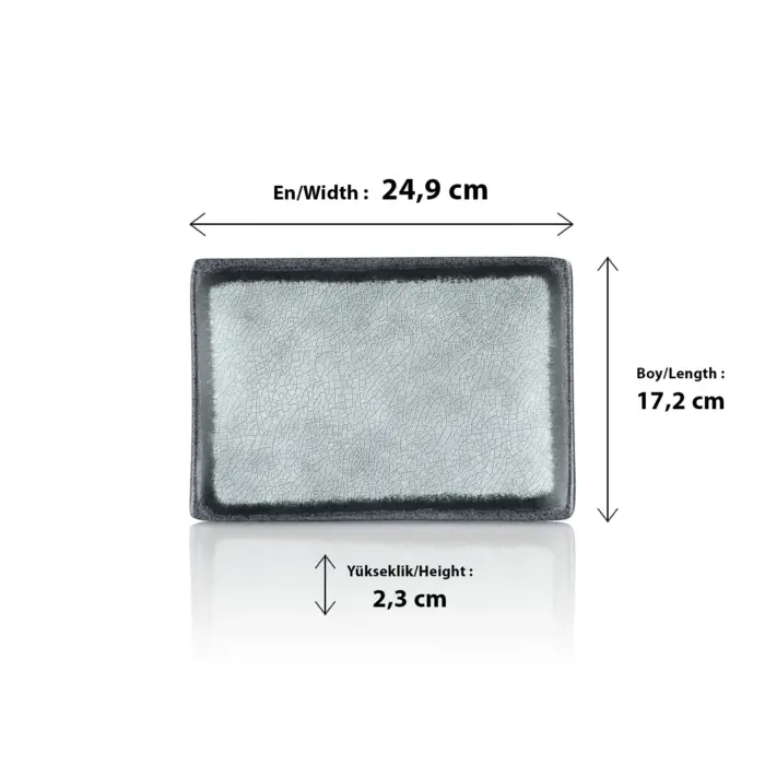 Grey Quartz 3'lü Dikdörtgen Tabak Seti, 24,9x17,2 cm - h.2,3 cm , Thermoset Melamin - Görsel 2