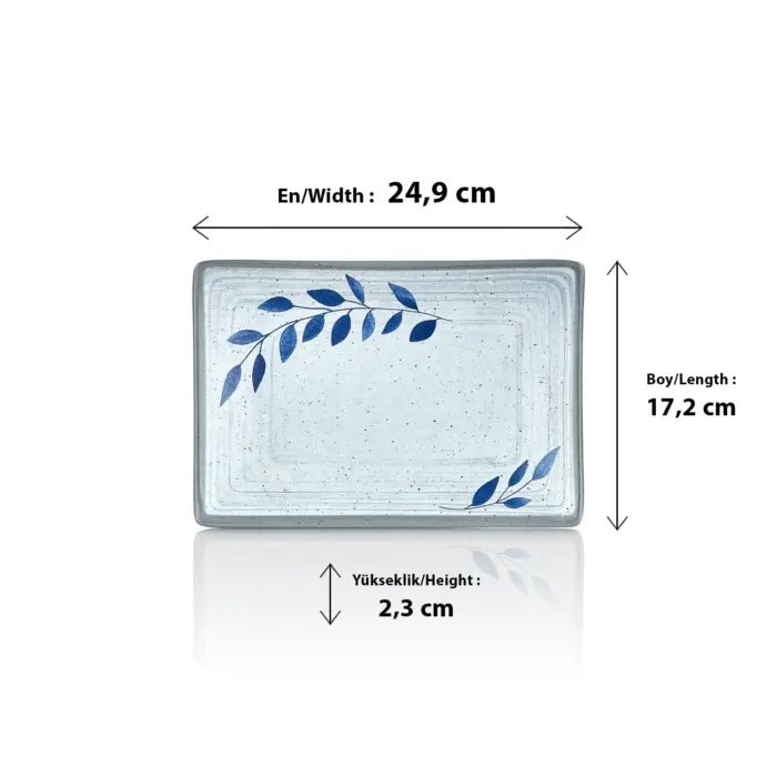 Selva Blu 3'lü Dikdörtgen Tabak Seti, 24,9x17,2 cm - h.2,3 cm , Thermoset Melamin - Görsel 2