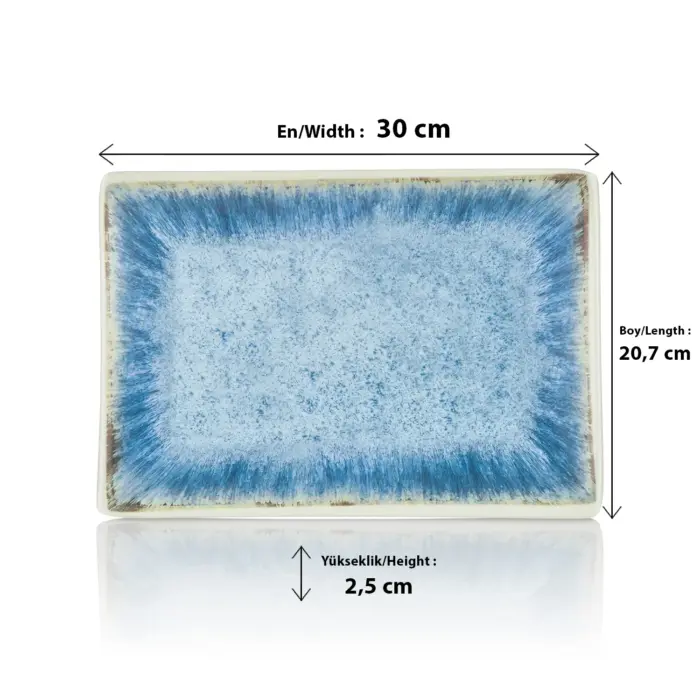 Blue Iris 3'lü Dikdörtgen Tabak Seti, 30x20,7 cm - h.2,5 cm , Thermoset Melamin - Görsel 2