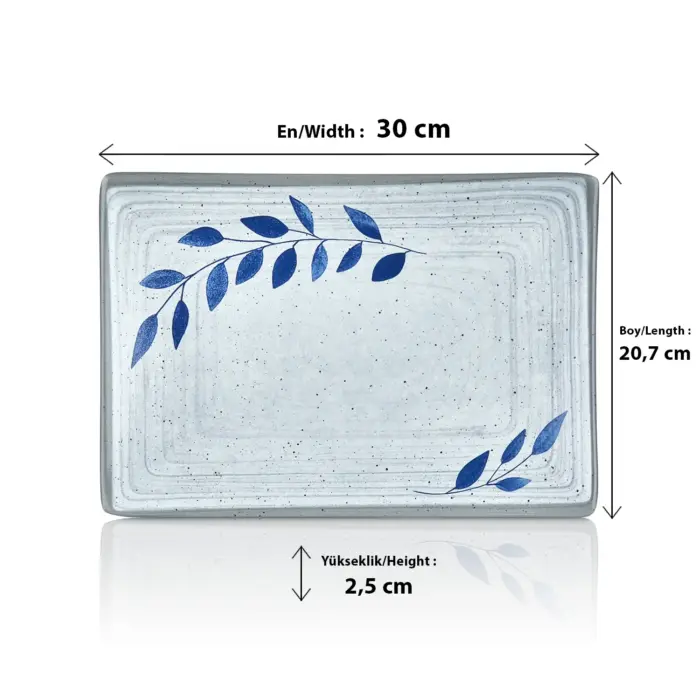 Selva Blu 3'lü Dikdörtgen Tabak Seti, 30x20,7 cm - h.2,5 cm , Thermoset Melamin - Görsel 2
