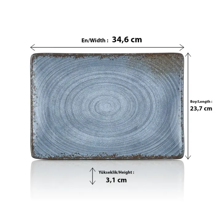 Blue Nebula 2'li Dikdörtgen Tabak Seti, 34,6x23,7 cm - h.3,1 cm , Thermoset Melamin - Görsel 2