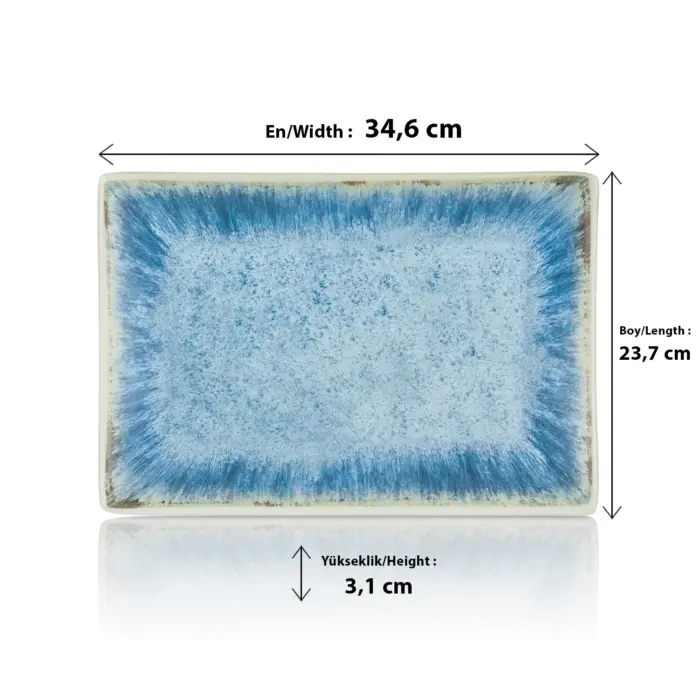 Blue Iris 2'li Dikdörtgen Tabak Seti, 34,6x23,7 cm - h.3,1 cm , Thermoset Melamin - Görsel 2
