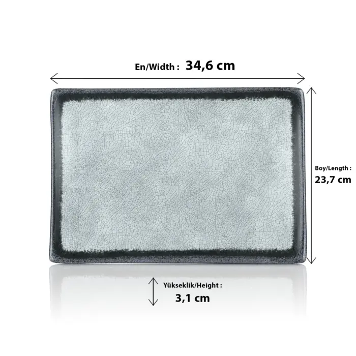 Grey Quartz 2'li Dikdörtgen Tabak Seti, 34,6x23,7 cm - h.3,1 cm , Thermoset Melamin - Görsel 2