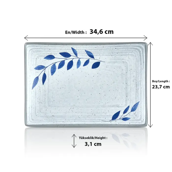 Selva Blu 2'li Dikdörtgen Tabak Seti, 34,6x23,7 cm - h.3,1 cm , Thermoset Melamin - Görsel 2
