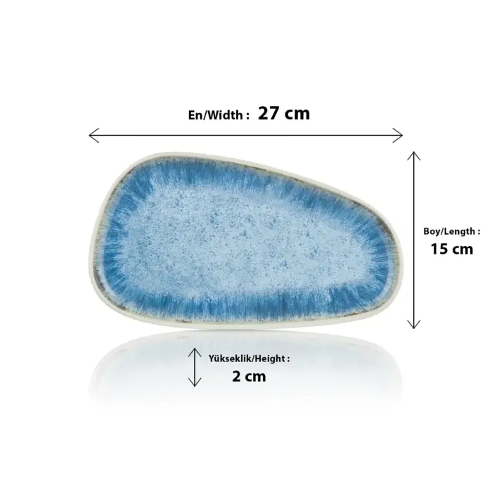 Blue Iris 3'lü Trapezoid Tabak Seti, 27x15 cm - h.2 cm , Thermoset Melamin - Görsel 2