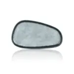 Koyu kenar çerçeveli buz mavisi ve gri çatlatmalı sır (crackle glaze) efektli, modern asimetrik forma sahip kırılmaz melamin 3'lü kayık servis, meze ve balık tabağı seti (27x15 cm).