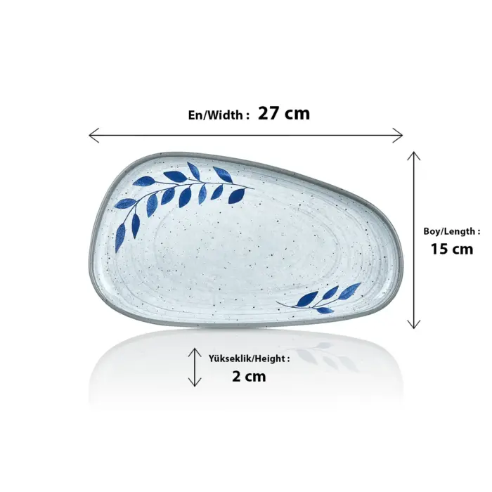 Selva Blu 3'lü Trapezoid Tabak Seti, 27x15 cm - h.2 cm , Thermoset Melamin - Görsel 2