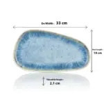 Blue Iris 3'lü Trapezoid Tabak Seti, 33x18 cm - h.2,1 cm , Thermoset Melamin - Görsel 2