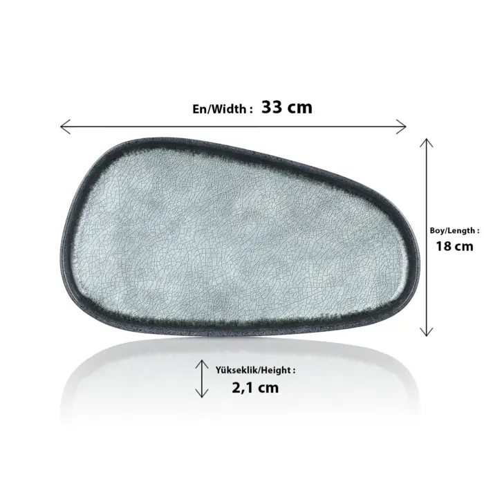 Grey Quartz 3'lü Trapezoid Tabak Seti, 33x18 cm - h.2,1 cm , Thermoset Melamin - Görsel 2