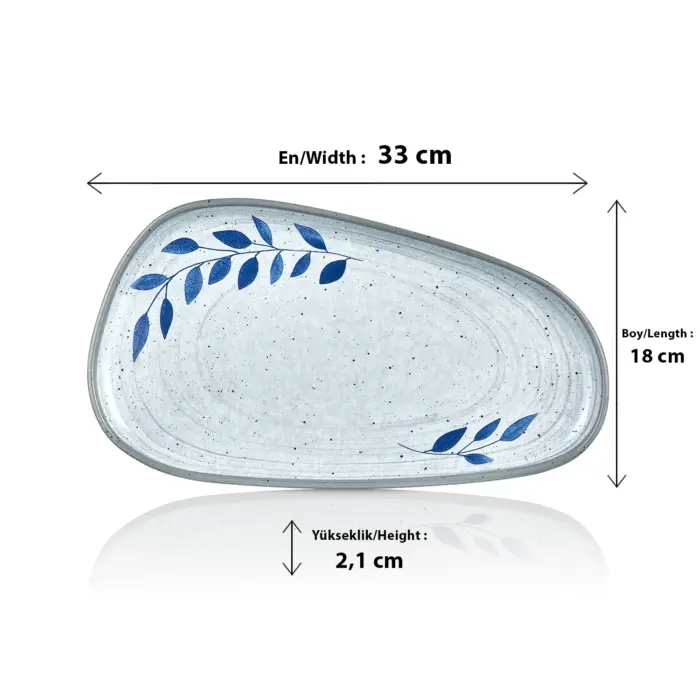 Selva Blu 3'lü Trapezoid Tabak Seti, 33x18 cm - h.2,1 cm , Thermoset Melamin - Görsel 3