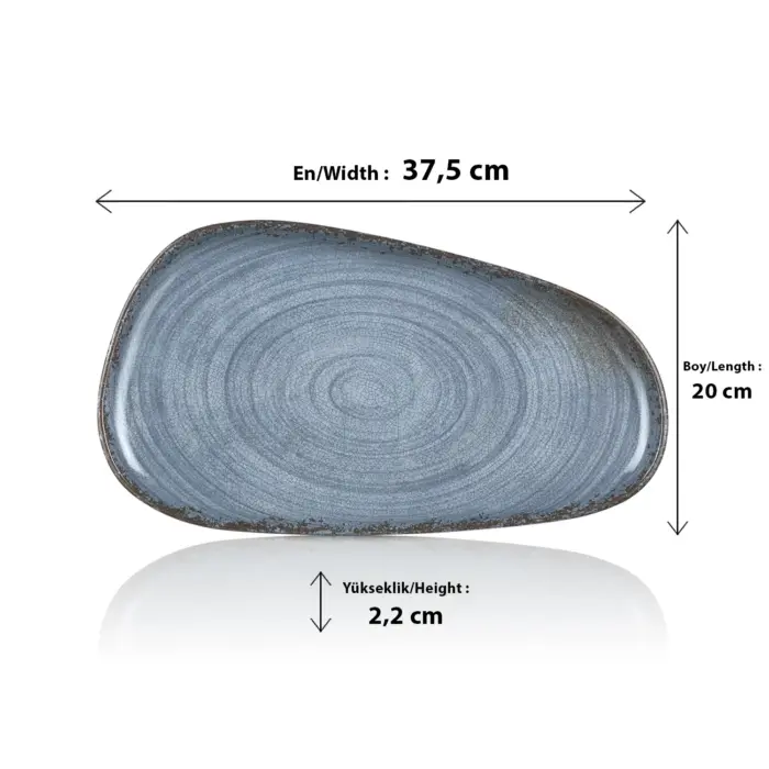 Blue Nebula 2'li Trapezoid Tabak Seti, 37,5x20 cm - h.2,2 cm , Thermoset Melamin - Görsel 2