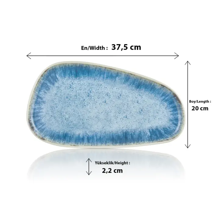 Blue Iris 2'li Trapezoid Tabak Seti, 37,5x20 cm - h.2,2 cm , Thermoset Melamin - Görsel 2