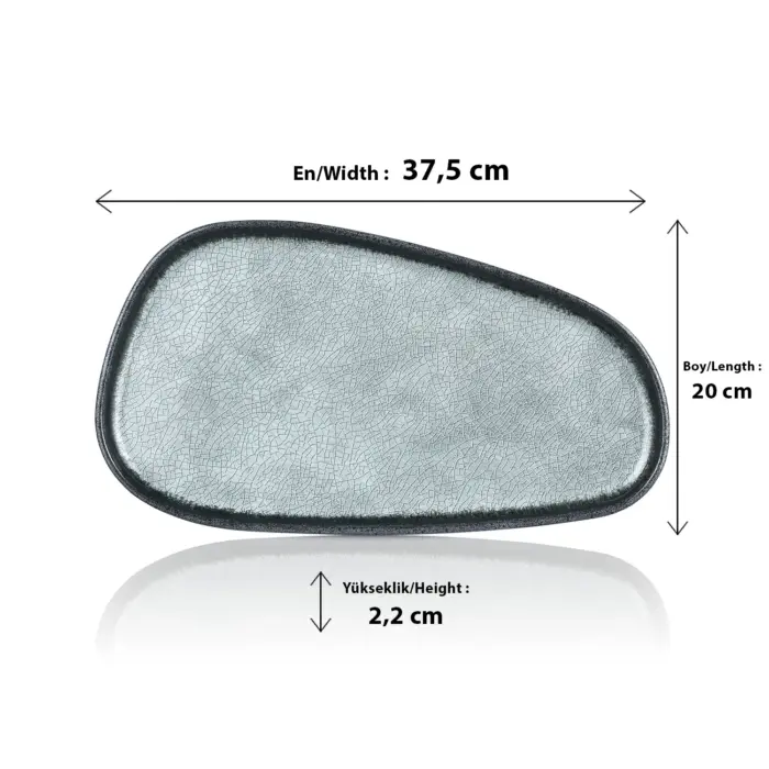 Grey Quartz 2'li Trapezoid Tabak Seti, 37,5x20 cm - h.2,2 cm , Thermoset Melamin - Görsel 2