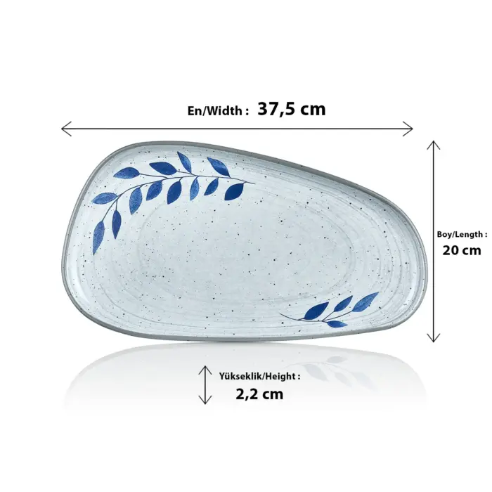 Selva Blu 2'li Trapezoid Tabak Seti, 37,5x20 cm - h.2,2 cm , Thermoset Melamin - Görsel 2