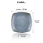 Blue Nebula 6'lı Kare Tabak Seti, 19x19 cm - h.2,3 cm , Thermoset Melamin - Görsel 2