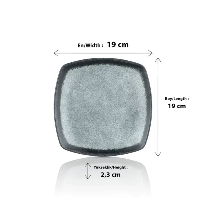 Grey Quartz 6'lı Kare Tabak Seti, 19x19 cm - h.2,3 cm , Thermoset Melamin - Görsel 2