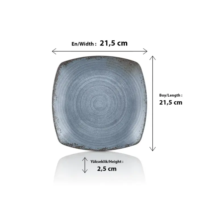 Blue Nebula 6'lı Kare Tabak Seti, 21,5x21,5 cm - h.2,5 cm , Thermoset Melamin - Görsel 2