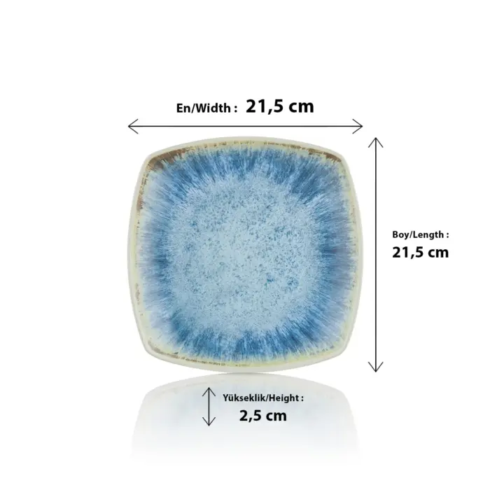 Blue Iris 6'lı Kare Tabak Seti, 21,5x21,5 cm - h.2,5 cm , Thermoset Melamin - Görsel 2