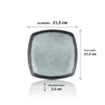 Grey Quartz 6'lı Kare Tabak Seti, 21,5x21,5 cm - h.2,5 cm , Thermoset Melamin - Görsel 2