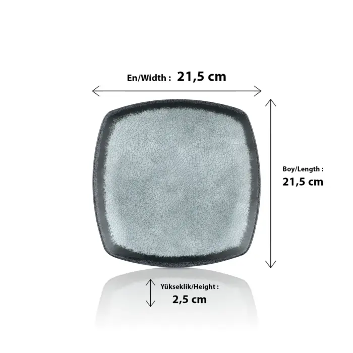 Grey Quartz 6'lı Kare Tabak Seti, 21,5x21,5 cm - h.2,5 cm , Thermoset Melamin - Görsel 2