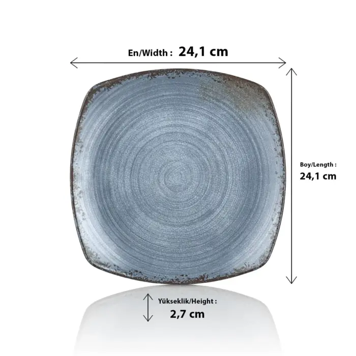 Blue Nebula 3'lü Kare Tabak Seti, 24,1x24,1 cm - h.2,7 cm , Thermoset Melamin - Görsel 2