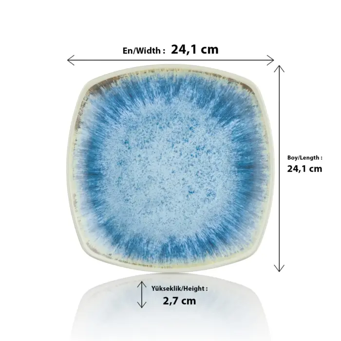 Blue Iris 3'lü Kare Tabak Seti, 24,1x24,1 cm - h.2,7 cm , Thermoset Melamin - Görsel 2