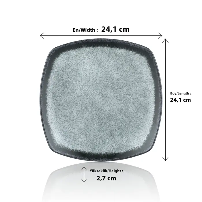 Grey Quartz 3'lü Kare Tabak Seti, 24,1x24,1 cm - h.2,7 cm , Thermoset Melamin - Görsel 2