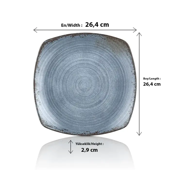 Blue Nebula 3'lü Kare Tabak Seti, 26,4x26,4 cm - h.2,9 cm , Thermoset Melamin - Görsel 2