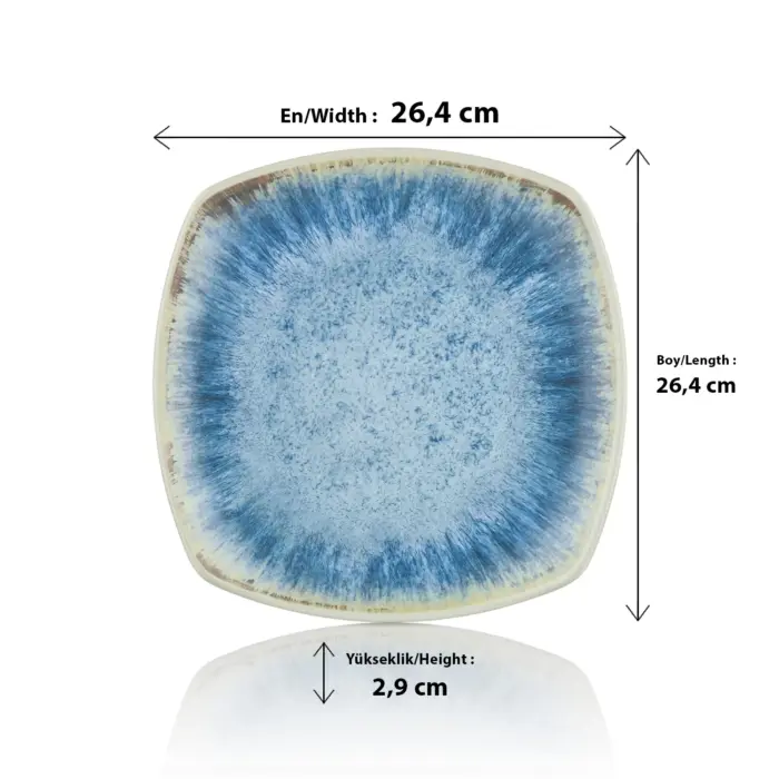 Blue Iris 3'lü Kare Tabak Seti, 26,4x26,4 cm - h.2,9 cm , Thermoset Melamin - Görsel 2