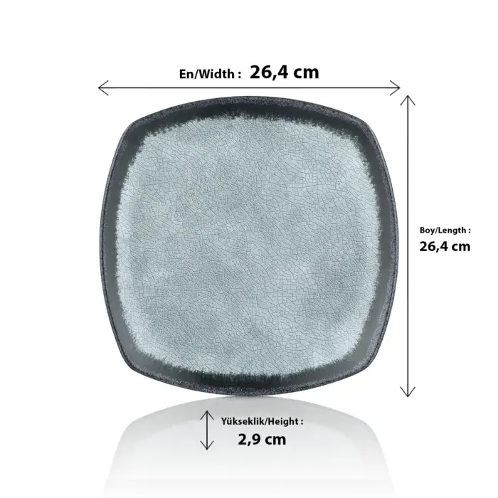 Grey Quartz 3'lü Kare Tabak Seti, 26,4x26,4 cm - h.2,9 cm , Thermoset Melamin - Görsel 2
