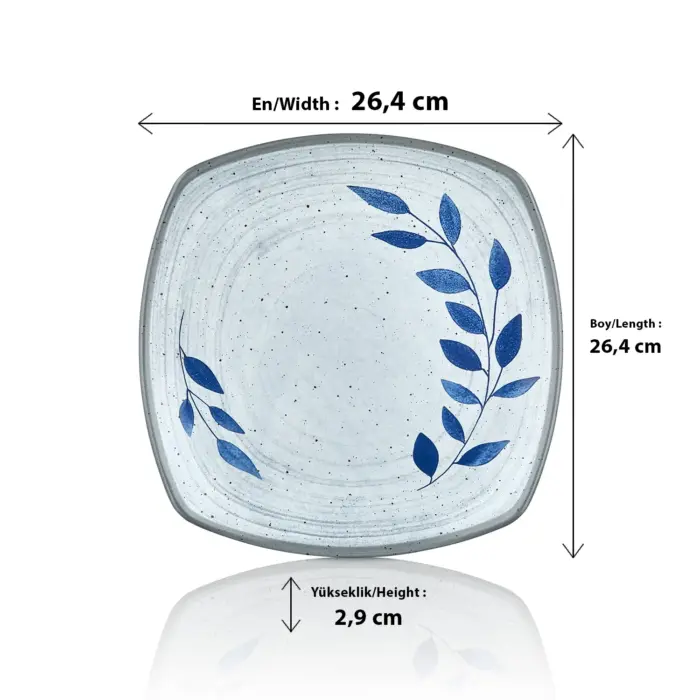 Selva Blu 3'lü Kare Tabak Seti, 26,4x26,4 cm - h.2,9 cm , Thermoset Melamin - Görsel 2