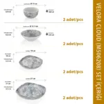 Velora Cloud 8 Parça Çanta Hediyeli, Yemek Takımı, Thermoset Melamin - Görsel 3