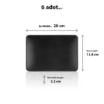 Obsidian 6'lı Dikdörtgen Tabak Seti, 20x13,8 cm - h.2,2 cm , Thermoset Melamin - Görsel 2