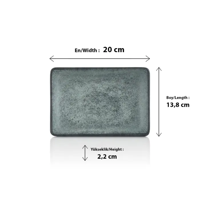 Green Minerra 6'lı Dikdörtgen Tabak Seti, 20x13,8 cm - h.2,2 cm , Thermoset Melamin - Görsel 2