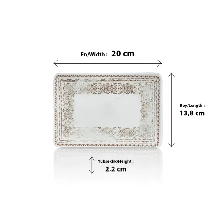 Old Ivory 6'lı Dikdörtgen Tabak Seti, 20x13,8 cm - h.2,2 cm , Thermoset Melamin - Görsel 2