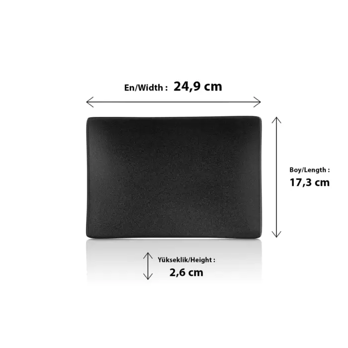 Obsidian 3'lü Dikdörtgen Tabak Seti, 24,9x17,3 cm - h.2,6 cm , Thermoset Melamin - Görsel 2