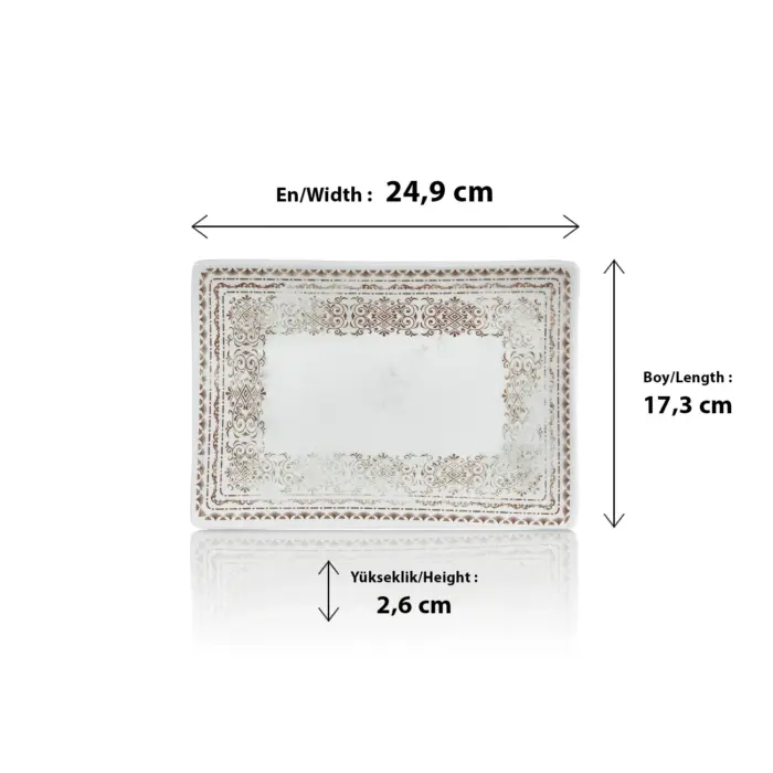 Old Ivory 3'lü Dikdörtgen Tabak Seti, 24,9x17,3 cm - h.2,6 cm , Thermoset Melamin - Görsel 2