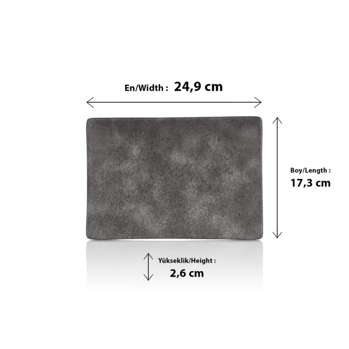 Velora Clay 3'lü Dikdörtgen Tabak Seti, 24,9x17,3 cm - h.2,6 cm , Thermoset Melamin - Görsel 2