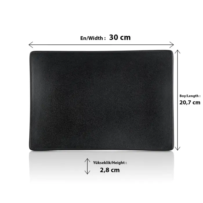 Obsidian 3'lü Dikdörtgen Tabak Seti, 30x20,7 cm - h.2,8 cm , Thermoset Melamin - Görsel 2