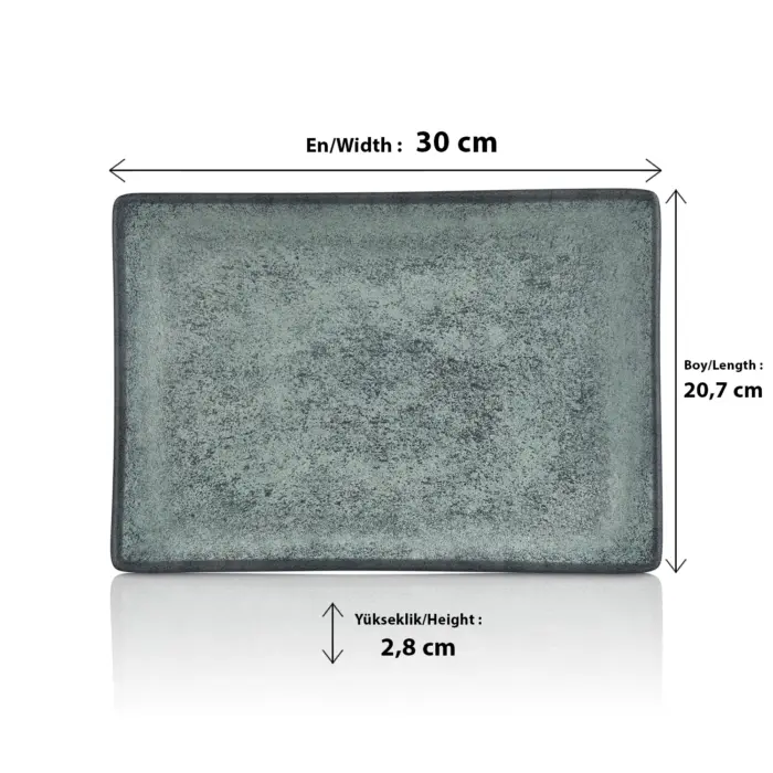 Green Minerra 3'lü Dikdörtgen Tabak 30x20,7 cm - h.2,8 cm , Thermoset Melamin - Görsel 2