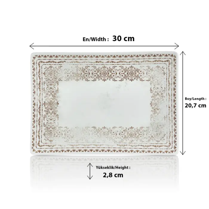Old Ivory 3'lü Dikdörtgen Tabak Seti, 30x20,7 cm - h.2,8 cm , Thermoset Melamin - Görsel 2