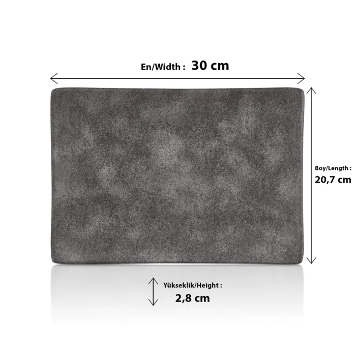Velora Clay 3'lü Dikdörtgen Tabak Seti, 30x20,7 cm - h.2,8 cm , Thermoset Melamin - Görsel 2