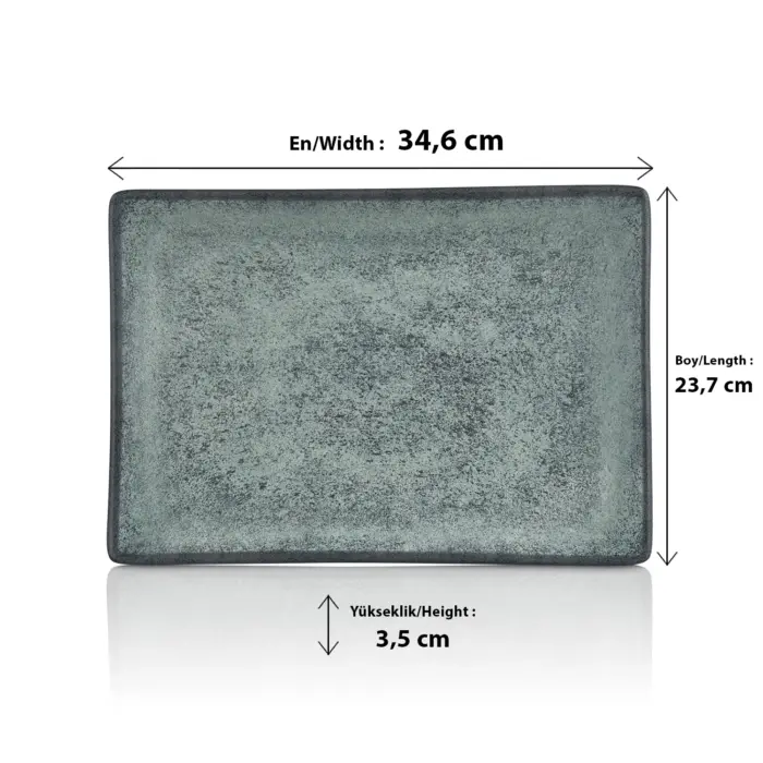 Green Minerra 2'li Dikdörtgen Tabak Seti, 34,6x23,7 cm - h.3,5 cm , Thermoset Melamin - Görsel 2