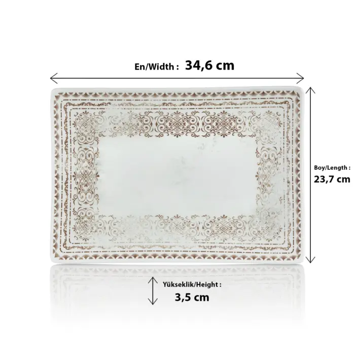 Old Ivory 2'li Dikdörtgen Tabak Seti, 34,6x23,7 cm - h.3,5 cm , Thermoset Melamin - Görsel 2