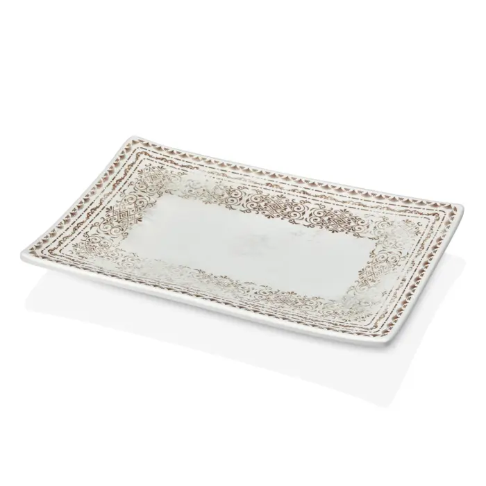 Old Ivory 2'li Dikdörtgen Tabak Seti, 34,6x23,7 cm - h.3,5 cm , Thermoset Melamin - Görsel 4