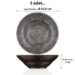 Velora Clay 3'lü Makarna & Salata Tabağı Seti, Ø 23,6 cm - h.7 cm , Thermoset Melamin - Görsel 2