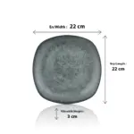 Green Minerra 3'lü Yuvarlak Kenarlı Kare Tabak Seti, 22x22 cm - h.3 cm , Thermoset Melamin - Görsel 2