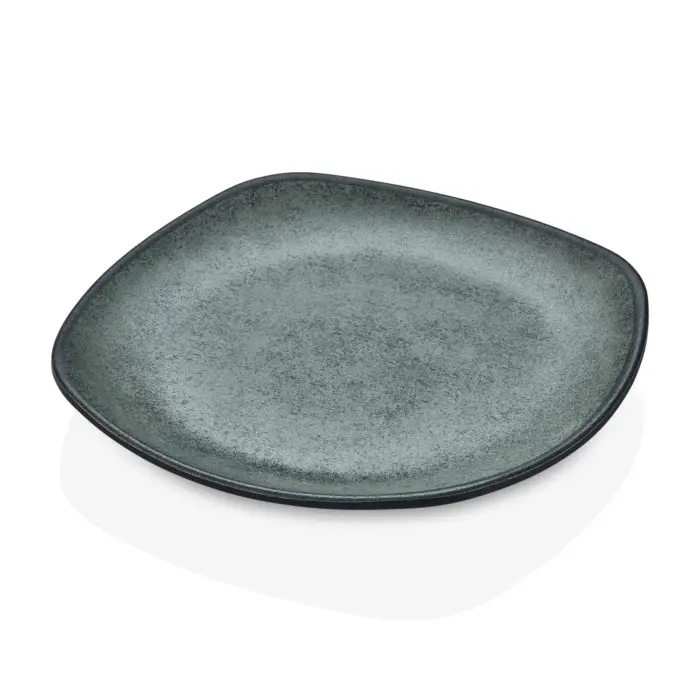 Green Minerra 3'lü Yuvarlak Kenarlı Kare Tabak Seti, 27x27 cm - h.3,5 cm , Thermoset Melamin - Görsel 4